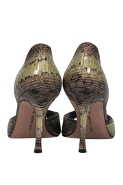 Current Boutique-Manolo Blahnik - Light Green & Brown Snakeskin Peep Toe Pumps Sz 10