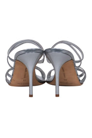 Current Boutique-Manolo Blahnik - Silver Leather Strappy Mule Heels Sz 11