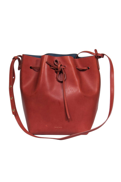 Current Boutique-Mansur Gavriel - Brown Leather Bucket Bag w/ Included Wristlet