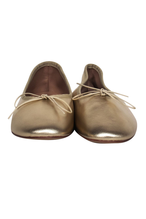 Current Boutique-Mansur Gavriel - Gold Leather "Dream Ballerina" Round Toe Flats Sz 9