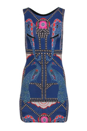Current Boutique-Mara Hoffman - Blue Printed Peacock & Elephant Bodycon Dress Sz XS