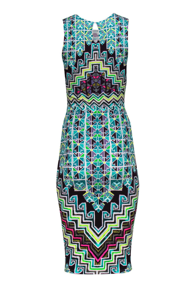 Current Boutique-Mara Hoffman - Multicolored Geometric Midi Bodycon Dress Sz XS