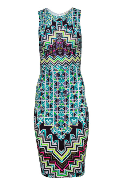 Current Boutique-Mara Hoffman - Multicolored Geometric Midi Bodycon Dress Sz XS