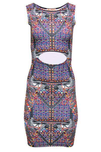 Current Boutique-Mara Hoffman - Multicolored Printed Bodycon Dress w/ Cutout Sz XS