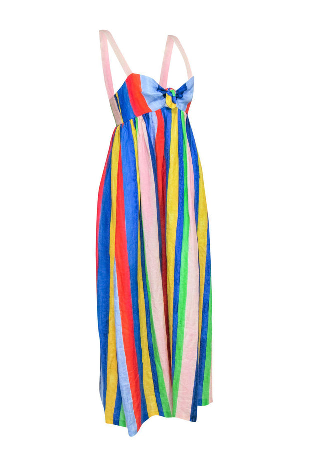 Current Boutique-Mara Hoffman - Multicolored Striped Sleeveless Linen Maxi Dress w/ Cutout Sz 4