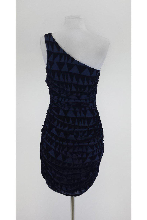 Current Boutique-Mara Hoffman - Navy & Velvet One Shoulder Ruched Dress Sz 2