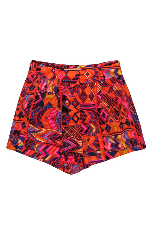 Current Boutique-Mara Hoffman - Orange & Multicolor Printed High Waisted Shorts Sz 0