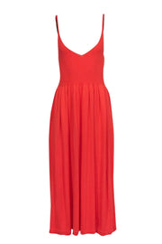 Current Boutique-Mara Hoffman - Orange Ribbed Knit Plunge Maxi Dress Sz S