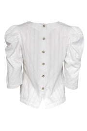 Current Boutique-Mara Hoffman - White Cotton Puff Sleeved Blouse Sz XS