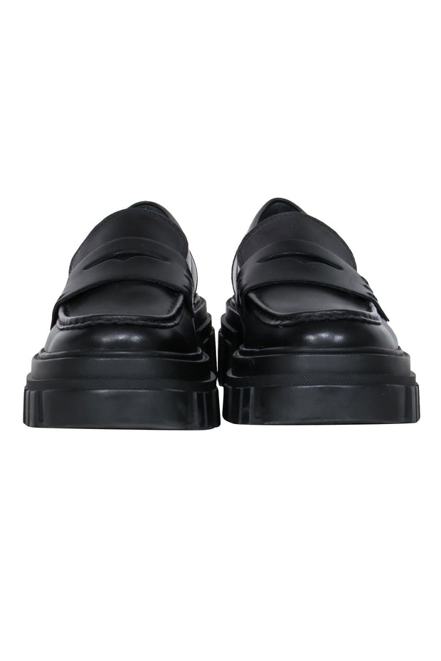 Current Boutique-Marc Fisher - Black Leather Platform Loafers Sz 7