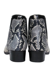 Current Boutique-Marc Fisher - Grey & Black Leather Snakeskin Print Block Heel Booties Sz 8
