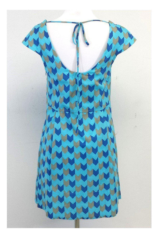 Current Boutique-Marc Jacobs - Aqua Blue & Beige Geo Print Dress Sz S