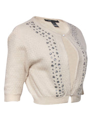 Current Boutique-Marc Jacobs - Beige Cropped Wool Cardigan w/ Rhinestone Embellishments Sz M