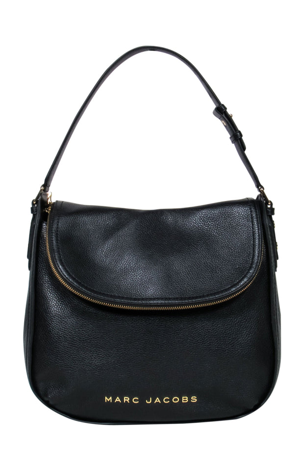 Current Boutique-Marc Jacobs - Black Leather Foldover Purse w/ Gold Hardware
