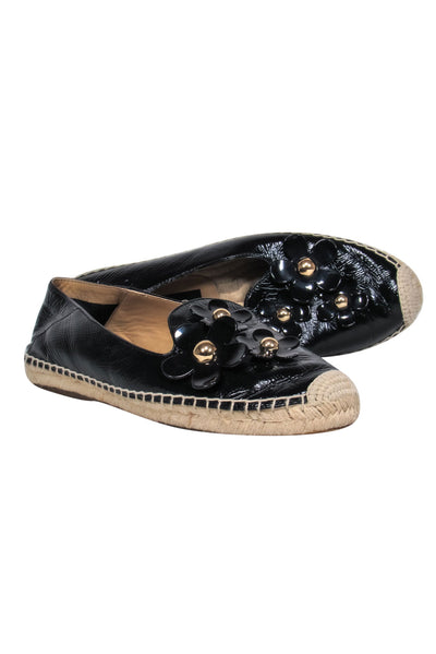 Current Boutique-Marc Jacobs - Black Patent Leather Espadrille Flats w/ Flowers Sz 11