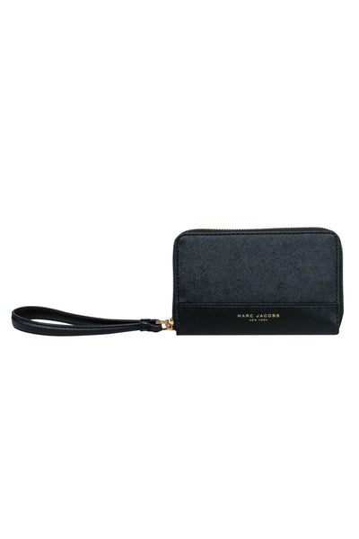 Current Boutique-Marc Jacobs - Black Textured Leather Wristlet Wallet