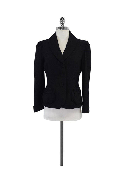 Current Boutique-Marc Jacobs - Black Wool Round Collar Blazer Sz 8