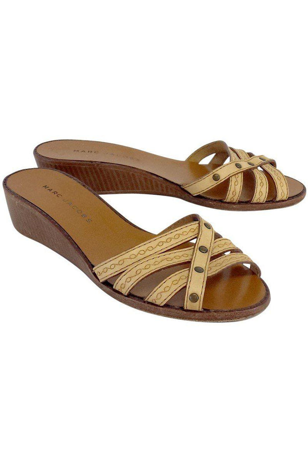 Current Boutique-Marc Jacobs - Brown Leather Wooden Low Heels Sz 8