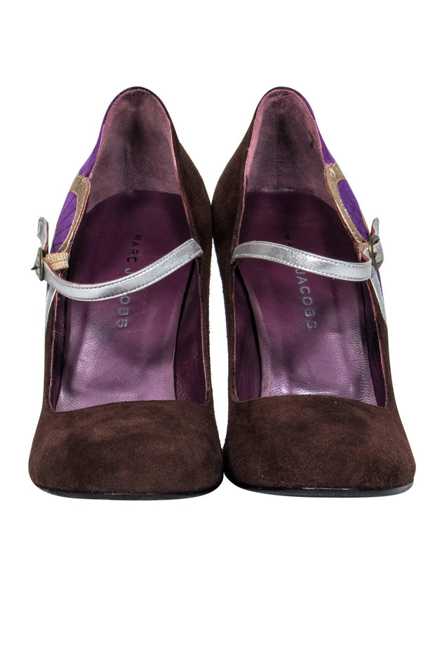 Current Boutique-Marc Jacobs - Brown & Purple Suede Mary Jane Wedges Sz 10