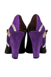 Current Boutique-Marc Jacobs - Brown & Purple Suede Mary Jane Wedges Sz 10