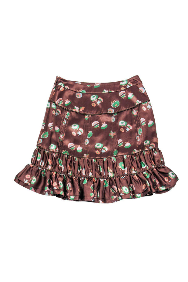 Current Boutique-Marc Jacobs - Brown Silk Floral Skirt Sz 2