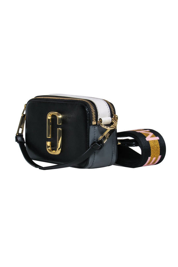 Marc Jacobs The Snapshot Bag Colorblock Black Leather Crossbody Handbag  Purse