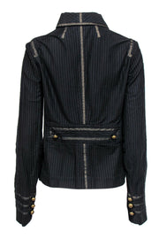 Current Boutique-Marc Jacobs - Dark Grey Striped Double Breasted Denim Jacket Sz 10