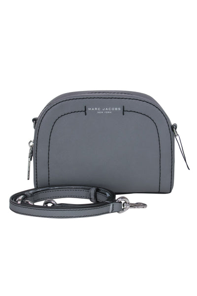 Current Boutique-Marc Jacobs - Gray Textured Leather Rounded Crossbody w/ Contrast Stitching