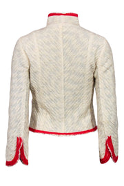 Current Boutique-Marc Jacobs - Metallic Cream Wool Jacket w/ Red Trim Sz 6