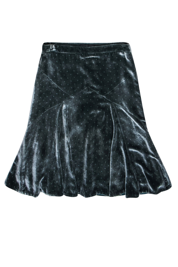 Current Boutique-Marc Jacobs - Moss Green Flared Velvet Skirt w/ Polka Dots Sz 4