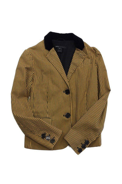 Current Boutique-Marc Jacobs - Mustard Yellow & Grey Striped Cotton Jacket Sz 6