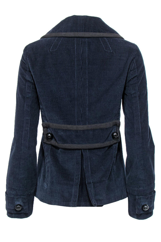 Current Boutique-Marc Jacobs - Navy Corduroy Button-Up Jacket w/ Floral Print Lining Sz 6