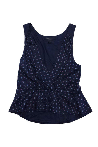 Current Boutique-Marc Jacobs - Navy Floral Print Silk Sleeveless Top Sz 6