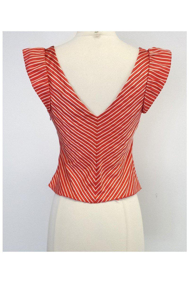 Current Boutique-Marc Jacobs - Red & White Striped Silk Cap Sleeve Top Sz 2