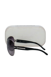 Current Boutique-Marc Jacobs - Silver & Black Aviator Sunglasses w/ Cutout