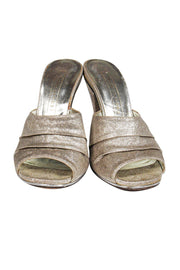 Current Boutique-Marc Jacobs - Silver & Gold Peep-Toe Mule Block Heels Sz 7.5