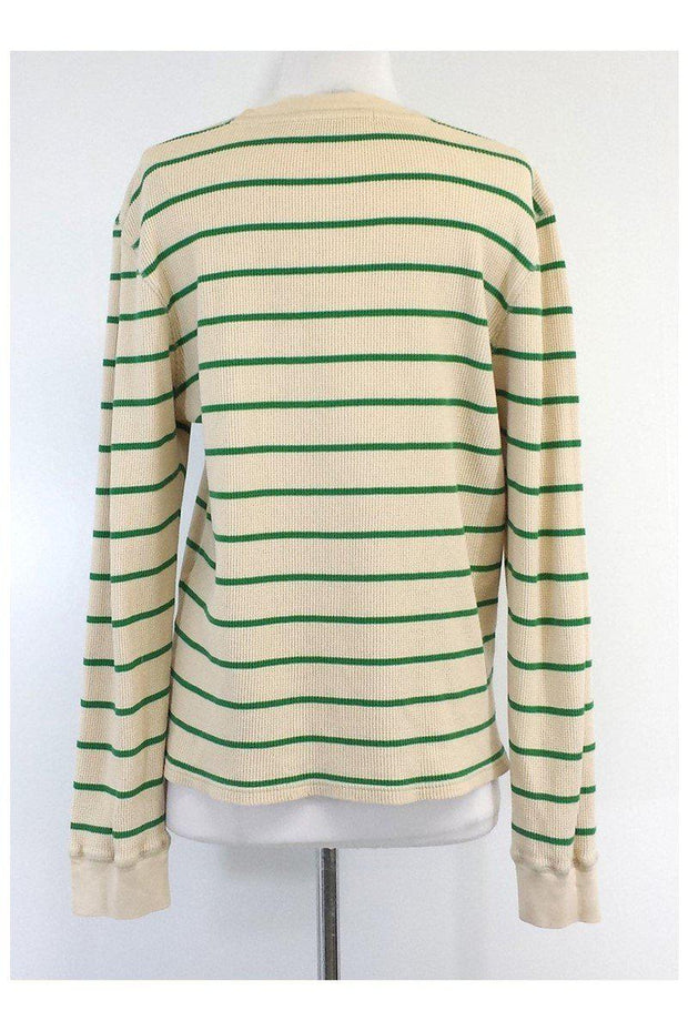 Current Boutique-Marc Jacobs - Tan & Green Striped Cotton Top Sz L