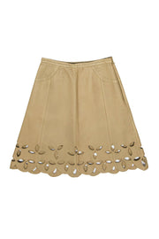 Current Boutique-Marc Jacobs - Tan Leather A-Line Skirt w/ Cutouts Sz 0