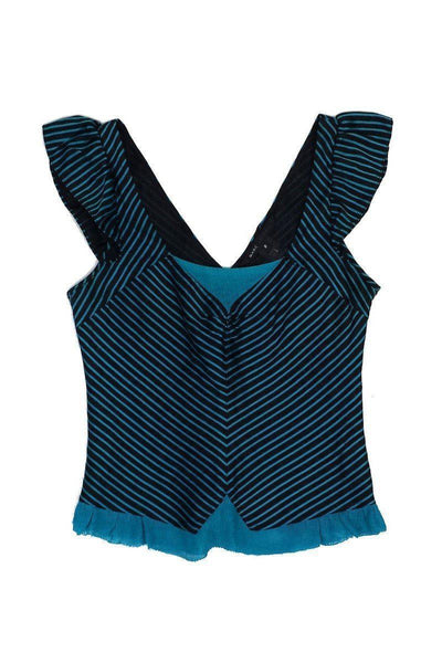 Current Boutique-Marc Jacobs - Teal & Black Striped Sleeveless Top Sz 2