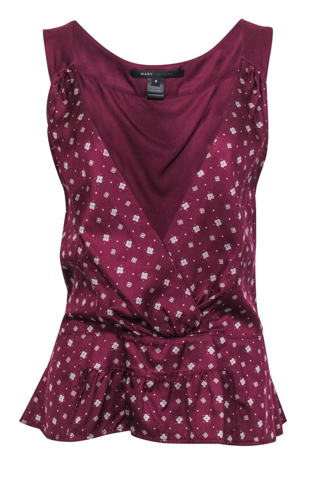 Current Boutique-Marc Jacobs - Wine Print Silk Sleeveless Top Sz 8