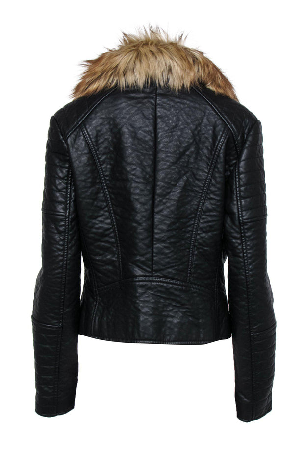 Current Boutique-Marc New York by Andrew Marc - Black Vegan Leather Moto Jacket w/ Faux Fur Sz L