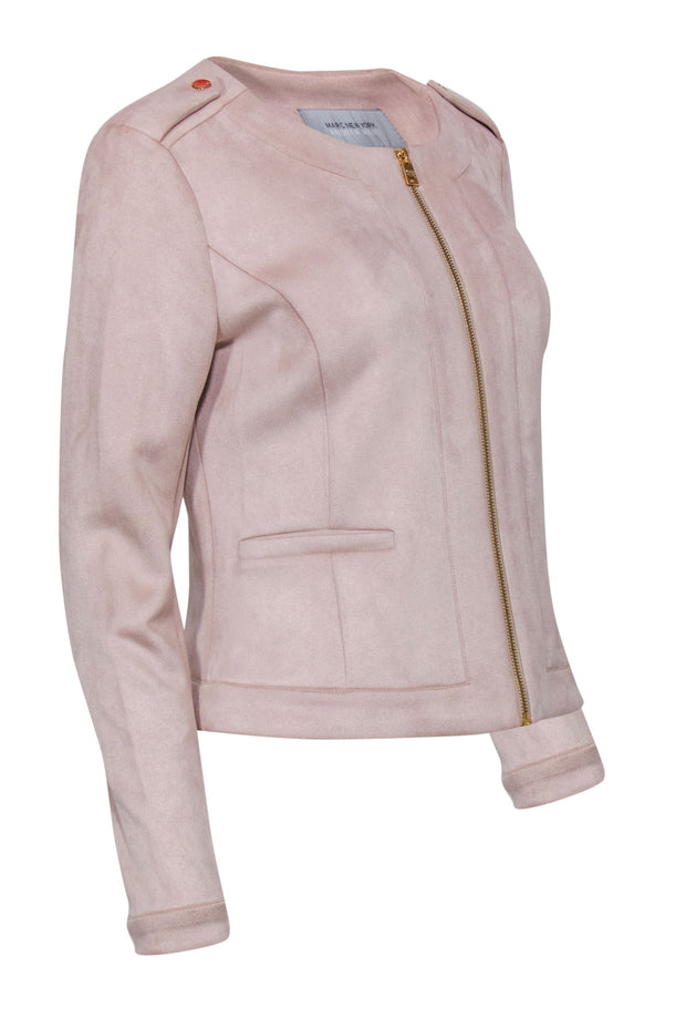 Current Boutique-Marc New York by Andrew Marc - Light Pink Faux Suede Zip-Up Jacket Sz S