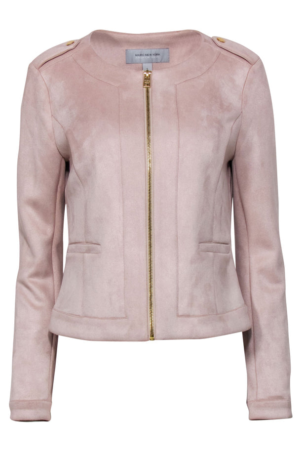 Current Boutique-Marc New York by Andrew Marc - Light Pink Faux Suede Zip-Up Jacket Sz S