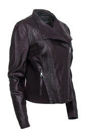 Current Boutique-Marc New York by Andrew Marc - Wine Red Zip-Up Moto-Style Leather Jacket Sz L