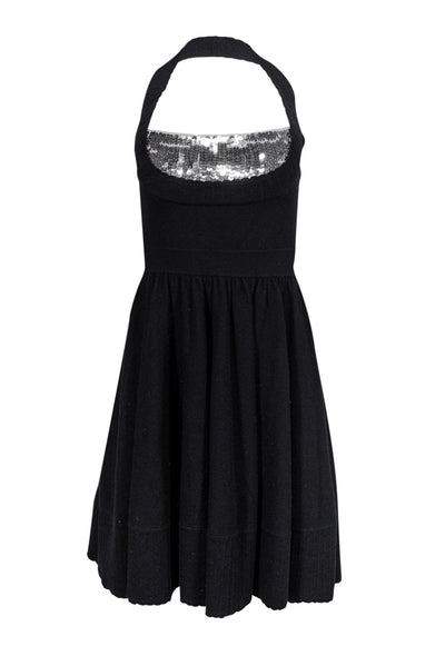 Current Boutique-Marc by Marc Jacobs - Black Halter Dress w/ Silver Sequins Sz S