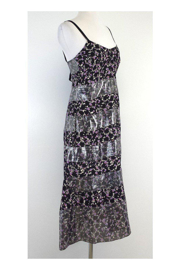 Current Boutique-Marc by Marc Jacobs - Black & Purple Metallic Striped Dress Sz 2