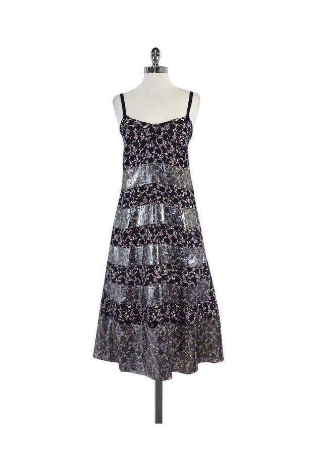 Current Boutique-Marc by Marc Jacobs - Black & Purple Metallic Striped Dress Sz 2