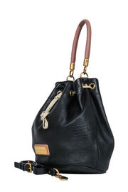 Current Boutique-Marc by Marc Jacobs - Black Textured Leather Drawstring Bucket Bag