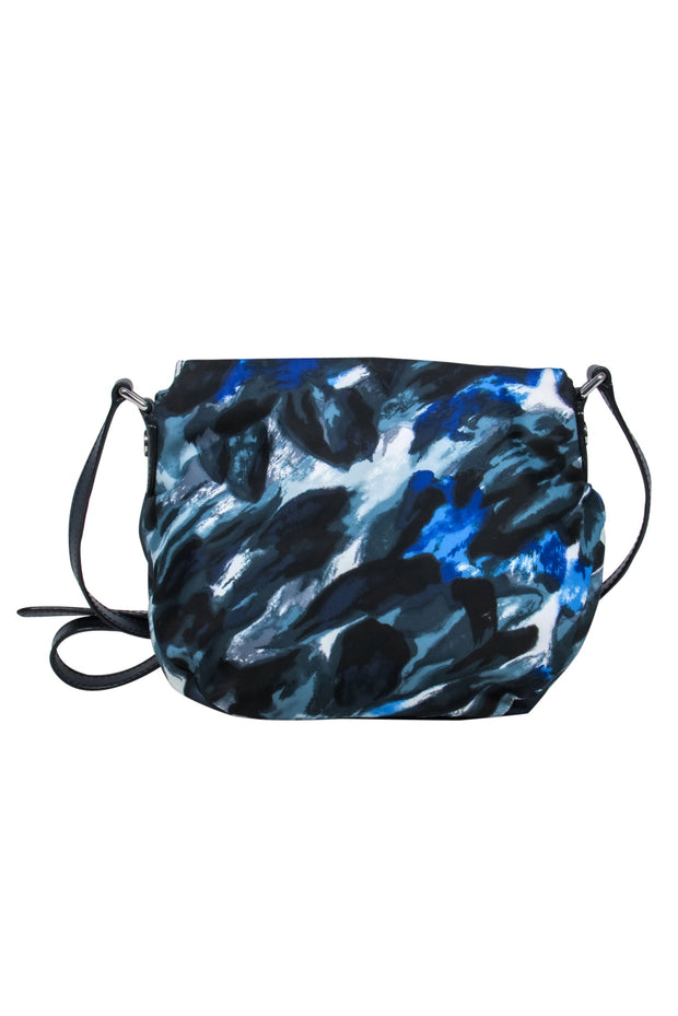 Current Boutique-Marc by Marc Jacobs - Black White & Blue Printed Nylon Crossbody Bag
