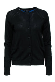 Current Boutique-Marc by Marc Jacobs - Black Wool Button-Up Cardigan w/ Blue Lining Sz S